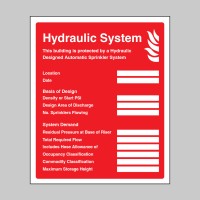 Hydraulic Sprinkler System ID Plate Sign - TESTTTTT!!!!! 