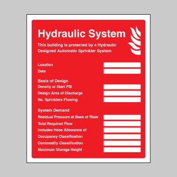 Hydraulic Sprinkler System ID Plate Sign - TESTTTTT!!!!! Hydraulic Sprinkler System ID Plate Sign - TESTTTTT!!!!!