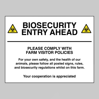 Biosecurity entry ahead - Please comply with farm visitor policies - TESTTTTT!!!!! Biosecurity entry ahead - Please comply with farm visitor policies - TESTTTTT!!!!!