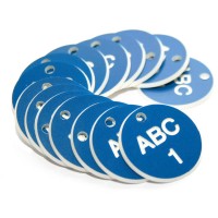 Engraved Valve Tags - Blue with White Text - TESTTTTT!!!!! 