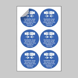 Seatbelts Worn All Times - Labels (Sheet of 6) - TESTTTTT!!!!! 