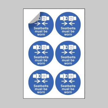 Seatbelts Must be Worn - Labels (Sheet of 6) - TESTTTTT!!!!! 