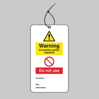 Warning - Corrective Action Required - Double Sided Tags (Pack of 10) - TESTTTTT!!!!! Warning - Corrective Action Required - Double Sided Tags (Pack of 10) - TESTTTTT!!!!!