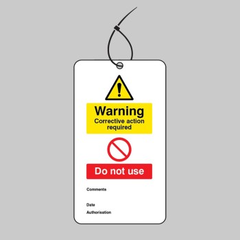 Warning - Corrective Action Required - Double Sided Tags (Pack of 10) - TESTTTTT!!!!! 