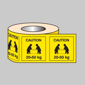 Caution - 20-50kg Labels (Roll of 500) - TESTTTTT!!!!! Caution - 20-50kg Labels (Roll of 500) - TESTTTTT!!!!!