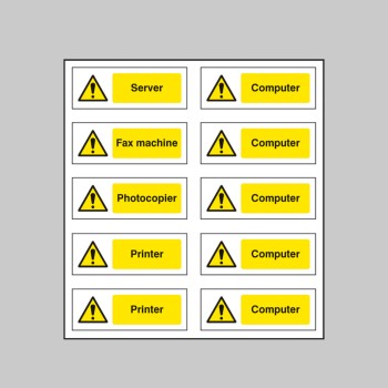 Office Labels (Various Machinery) (Sheet of 10) - TESTTTTT!!!!! 