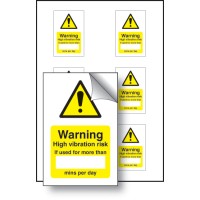 High Vibration Risk If Used Minutes / per Day Labels (Sheet of 6) - TESTTTTT!!!!! 