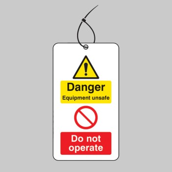 Danger - Equipment Unsafe - Do Not Operate Double Sided Tag (Pack of 10) - TESTTTTT!!!!! Danger - Equipment Unsafe - Do Not Operate Double Sided Tag (Pack of 10) - TESTTTTT!!!!!