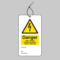 Danger - High Voltage Isolate Elsewhere - Double Sided Safety Tag - TESTTTTT!!!!! Danger - High Voltage Isolate Elsewhere - Double Sided Safety Tag - TESTTTTT!!!!!