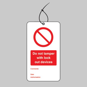 Lockout Tag - Do Not Tamper with Lock Out Devices - 80 x 150mm (Pack of 10) - TESTTTTT!!!!! Lockout Tag - Do Not Tamper with Lock Out Devices - 80 x 150mm (Pack of 10) - TESTTTTT!!!!!