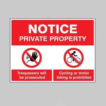 Private Property - Trespassers will be Proscuted - Cycling or Motor Biking is Prohibited - TESTTTTT!!!!! 