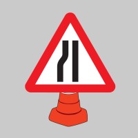 Road Narrowing Left - Cone Sign - TESTTTTT!!!!! 