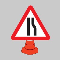 Road Narrowing Right - Cone Sign - TESTTTTT!!!!! 