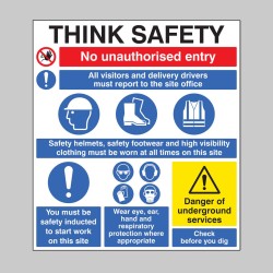 Site Safety - Think Safety - No Unauthorised Entry - Report to Office - PPE - Induction - Underground Services - TESTTTTT!!!!! 