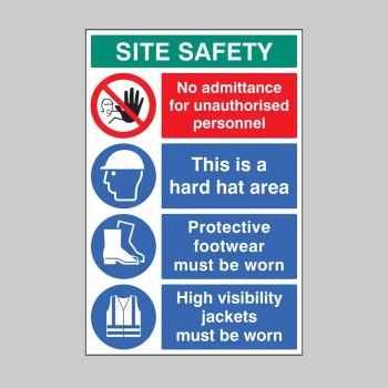 No Admittance - Hard Hat - Footwear - Hi Vis - Multi-Message Site Safety Board - TESTTTTT!!!!! No Admittance - Hard Hat - Footwear - Hi Vis - Multi-Message Site Safety Board - TESTTTTT!!!!!