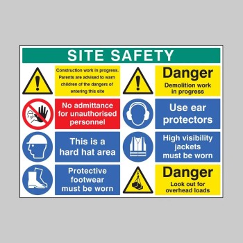 Site Safety - Construction Work - No Admittance - Hard Hat - Footwear - Demolition - Ear Protectors - Hi Vis - Overhead Loads - TESTTTTT!!!!! 