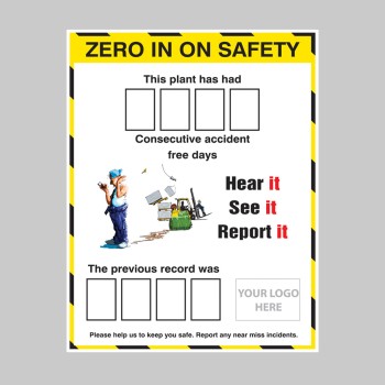 Zero in On Safety AccIdent Board with Logo & 2 Sets of Numbers - TESTTTTT!!!!! Zero in On Safety AccIdent Board with Logo & 2 Sets of Numbers - TESTTTTT!!!!!