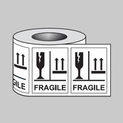 Fragile Glass this Way Up - Labels (Roll of 250) - TESTTTTT!!!!! 