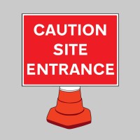 Caution - Site Entrance - Reflective Cone Sign - TESTTTTT!!!!! 