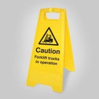 Caution - Forklift Trucks in Operation  - Self Standing Floor Sign - TESTTTTT!!!!! 