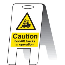 Caution - Forklift Trucks in Operating - Lightweight Self Standing Sign - TESTTTTT!!!!! 