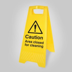 Caution - Area Closed for Cleaning - Self Standing Floor Sign - TESTTTTT!!!!! 