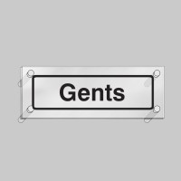 Gents - Clear Acrylic Visual Impact Sign with Stand-off Locators - TESTTTTT!!!!! Gents - Clear Acrylic Visual Impact Sign with Stand-off Locators - TESTTTTT!!!!!