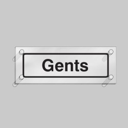 Gents - Clear Acrylic Visual Impact Sign with Stand-off Locators - TESTTTTT!!!!! Gents - Clear Acrylic Visual Impact Sign with Stand-off Locators - TESTTTTT!!!!!