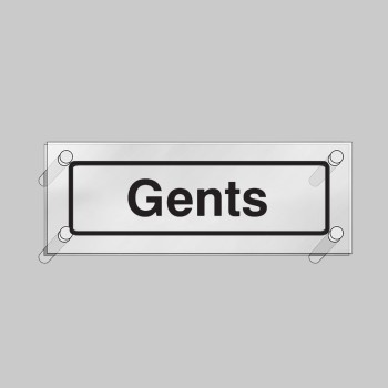 Gents - Clear Acrylic Visual Impact Sign with Stand-off Locators - TESTTTTT!!!!! Gents - Clear Acrylic Visual Impact Sign with Stand-off Locators - TESTTTTT!!!!!