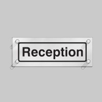 Reception - Clear Acrylic Visual Impact Sign with Stand-off Locators - TESTTTTT!!!!! Reception - Clear Acrylic Visual Impact Sign with Stand-off Locators - TESTTTTT!!!!!
