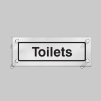 Toilets - Clear Acrylic Visual Impact Sign with Stand-off Locators - TESTTTTT!!!!! Toilets - Clear Acrylic Visual Impact Sign with Stand-off Locators - TESTTTTT!!!!!