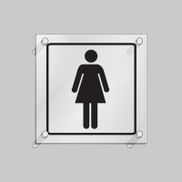 Ladies Symbol - Clear Acrylic Visual Impact Sign with Stand-off Locators - TESTTTTT!!!!! Ladies Symbol - Clear Acrylic Visual Impact Sign with Stand-off Locators - TESTTTTT!!!!!
