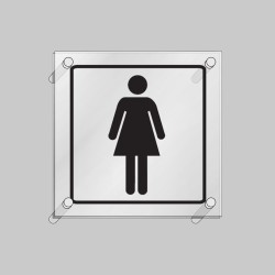 Ladies Symbol - Clear Acrylic Visual Impact Sign with Stand-off Locators - TESTTTTT!!!!! Ladies Symbol - Clear Acrylic Visual Impact Sign with Stand-off Locators - TESTTTTT!!!!!