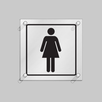 Ladies Symbol - Clear Acrylic Visual Impact Sign with Stand-off Locators - TESTTTTT!!!!! Ladies Symbol - Clear Acrylic Visual Impact Sign with Stand-off Locators - TESTTTTT!!!!!