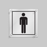 Gents Symbol - Clear Acrylic Visual Impact Sign with Stand-off Locators - TESTTTTT!!!!! Gents Symbol - Clear Acrylic Visual Impact Sign with Stand-off Locators - TESTTTTT!!!!!
