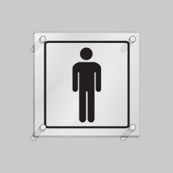 Gents Symbol - Clear Acrylic Visual Impact Sign with Stand-off Locators - TESTTTTT!!!!! Gents Symbol - Clear Acrylic Visual Impact Sign with Stand-off Locators - TESTTTTT!!!!!