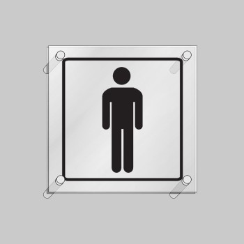 Gents Symbol - Clear Acrylic Visual Impact Sign with Stand-off Locators - TESTTTTT!!!!! Gents Symbol - Clear Acrylic Visual Impact Sign with Stand-off Locators - TESTTTTT!!!!!