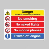 Petroleum Spirit - Highly Flammable - No Smoking, Naked Lights, Mobiles - Switch off Engine - TESTTTTT!!!!! Petroleum Spirit - Highly Flammable - No Smoking, Naked Lights, Mobiles - Switch off Engine - TESTTTTT!!!!!