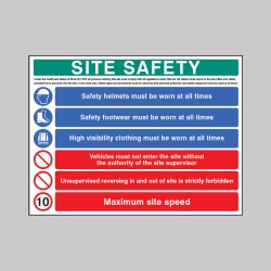 H&S Act - Helmet - Footwear - Hi Vis - No Access - No Unsupervised Reversing - 10mph - Multi-Message Site Safety Board - TESTTTTT!!!!! H&S Act - Helmet - Footwear - Hi Vis - No Access - No Unsupervised Reversing - 10mph - Multi-Message Site Safety Board - TESTTTTT!!!!!
