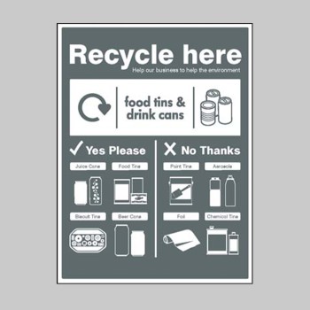 Food Tins and Drink Cans - WRAP Recycle Here Sign - TESTTTTT!!!!! Food Tins and Drink Cans - WRAP Recycle Here Sign - TESTTTTT!!!!!