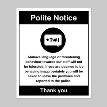 Warning - Abusive Language or threatening Behaviour will Not be Tolerated - TESTTTTT!!!!! 
