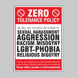 Zero Tolerance Policy - Sexual Harassment - Aggression - Racism - LGBT+ - Religious Bigotry - TESTTTTT!!!!! Zero Tolerance Policy - Sexual Harassment - Aggression - Racism - LGBT+ - Religious Bigotry - TESTTTTT!!!!!